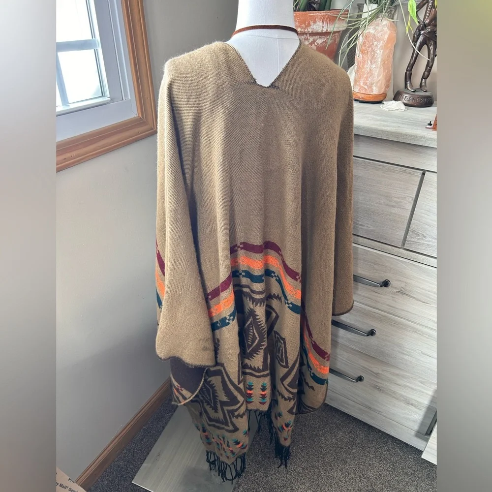Boho-Aztec Reversible Shawl - Picture 2 of 6